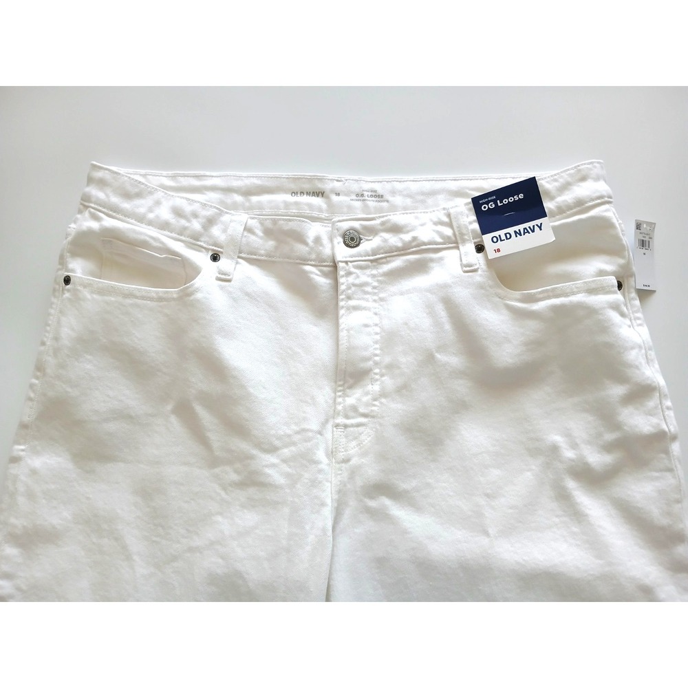NWT Old Navy OG Loose White Denim Jeans High Rise Women's Size 18